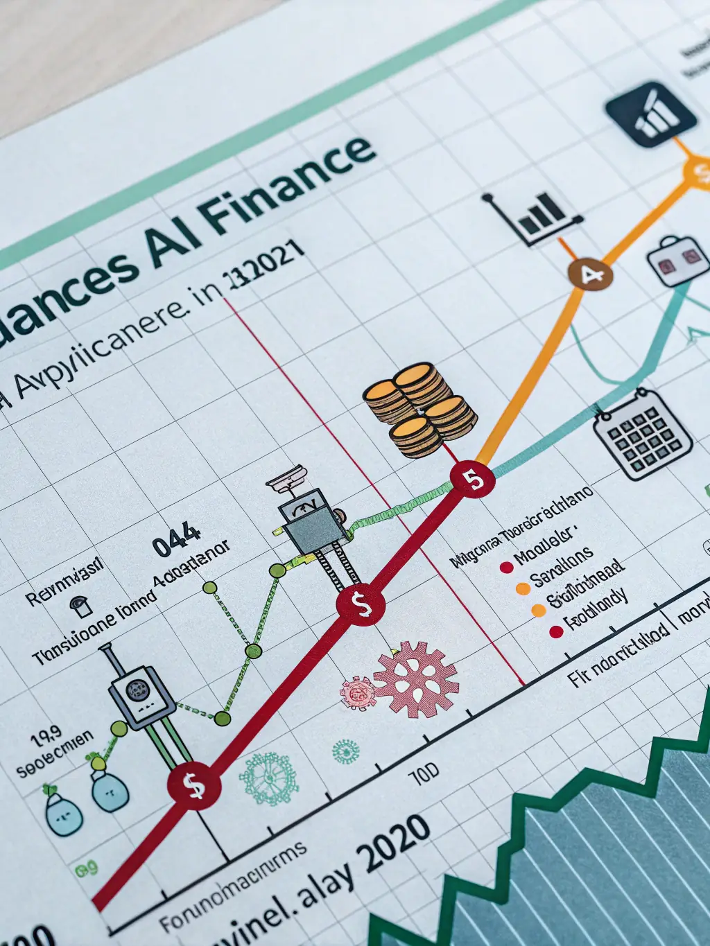 A rising graph with an AI chip integrated into the design, symbolizing revenue growth through AI implementation, maintaining a minimal aesthetic.
